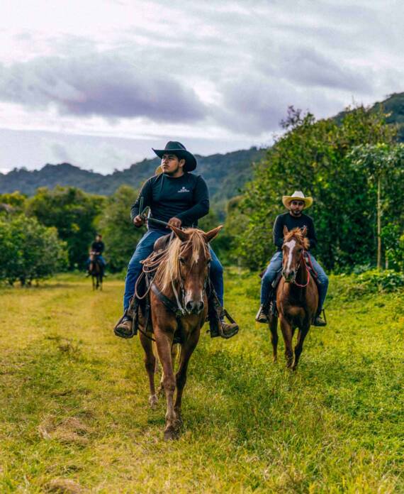 Two men riding horseback at The Stables at Sleeping Giant.